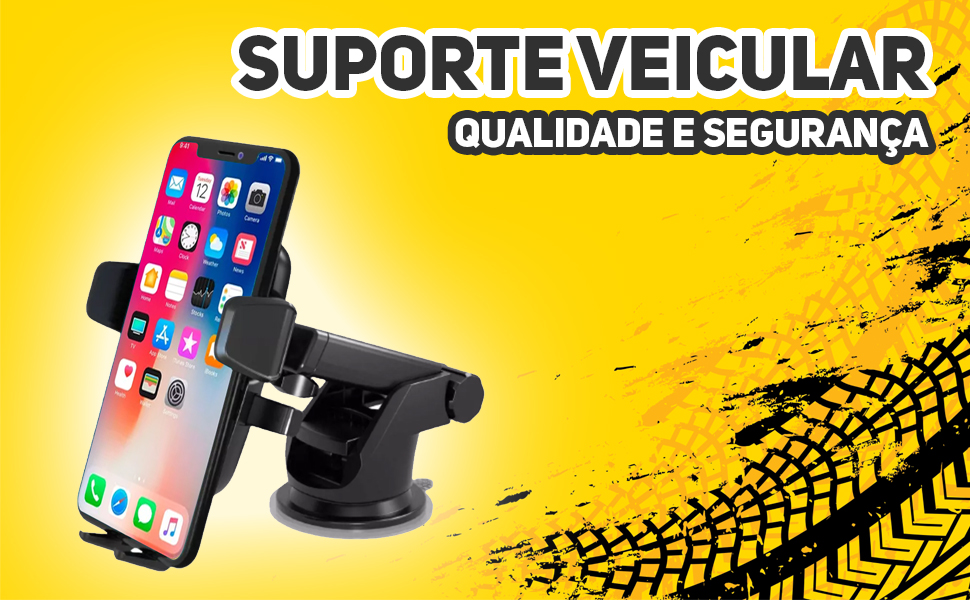 Suporte de Celular para Carro, Apoio Veicular de Celular GPS Smartphone C/Ventosa
