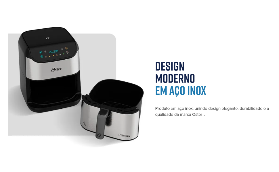 Fritadeira Digital Inox Oster 5L com Painel Touch
