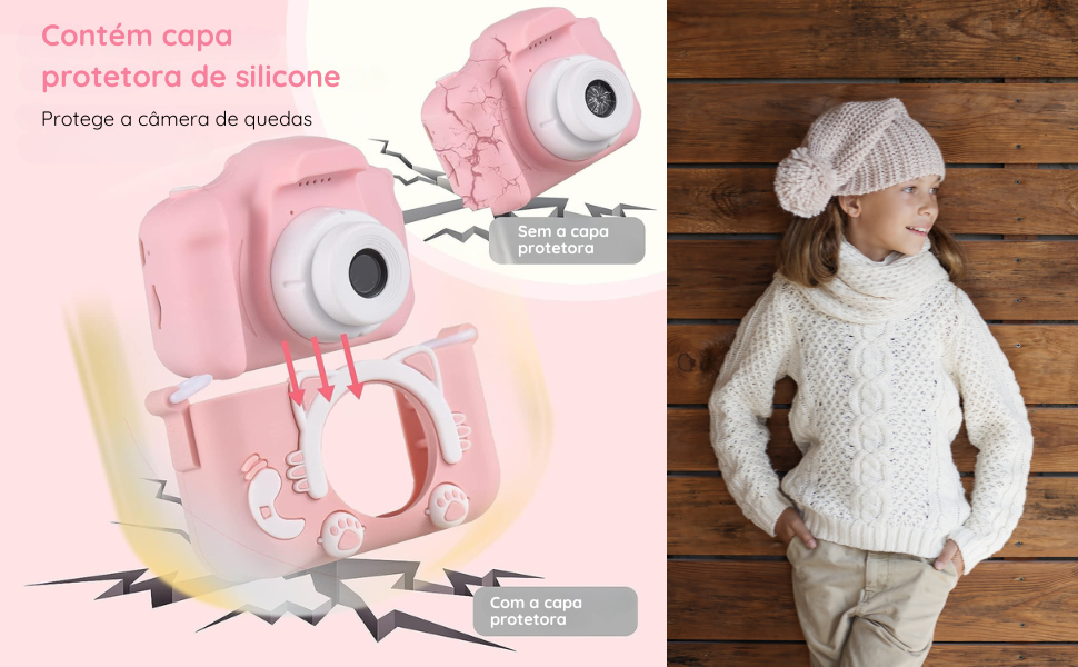 câmera fotografia infantil brinquedo digital criança rosa azul unicórnio cachorro jogos