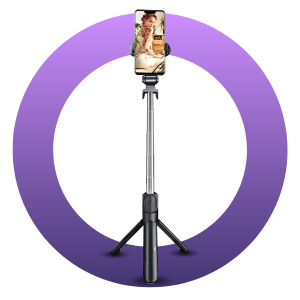 Imagem do bastão de selfie em formato tripé