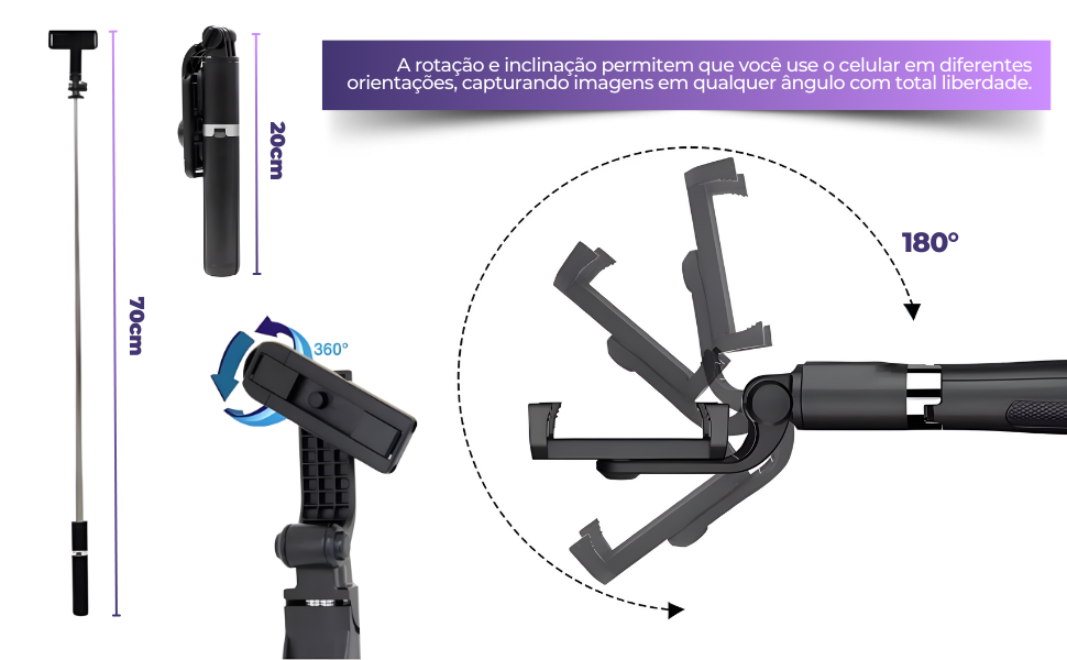 A rotação e inclinação permitem que você use o celular em diferentes orientações